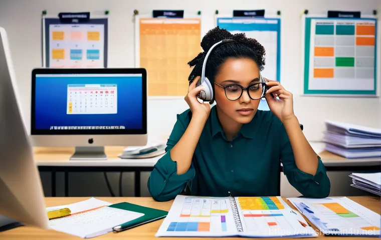 공연기획사 인턴 경험담 - **Image Prompt: The Event Planning Intern's "Baptism by Fire"**
"A young, diverse event planning...